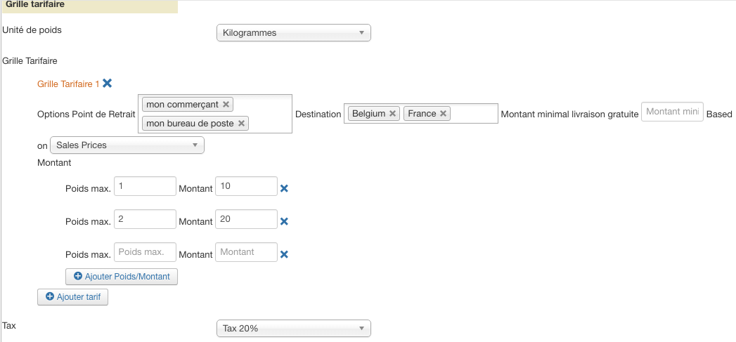 socolissimo webservice grille tarifaire